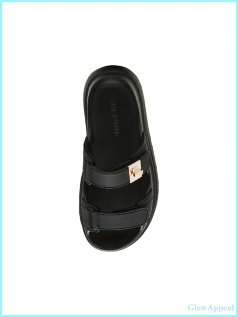 Womens Platform Sandals Black Jelly Double Velcro Strap 2 Inch Heel Round Toe